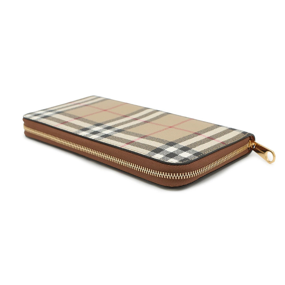 Burberry Wallet Long Check Zip Round Black